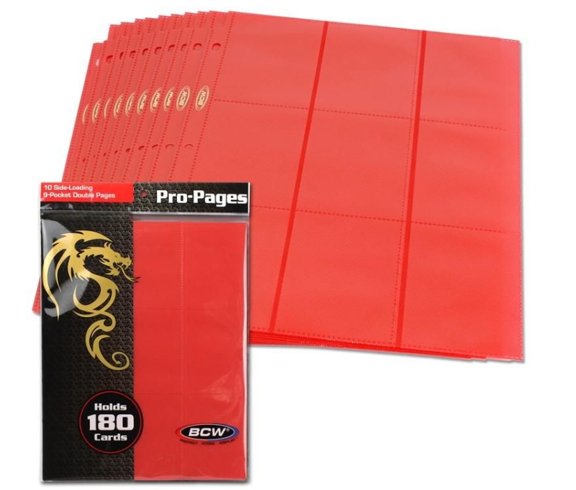 Side Loading 18-Pocket Pro Pages - Red | Arkham Games and Comics