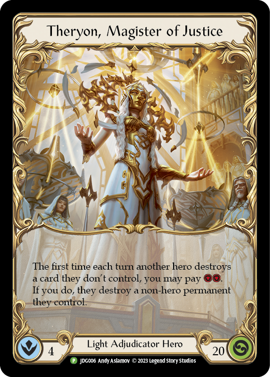 Theryon, Magister of Justice [JDG006] (Promo)  Cold Foil | Arkham Games and Comics