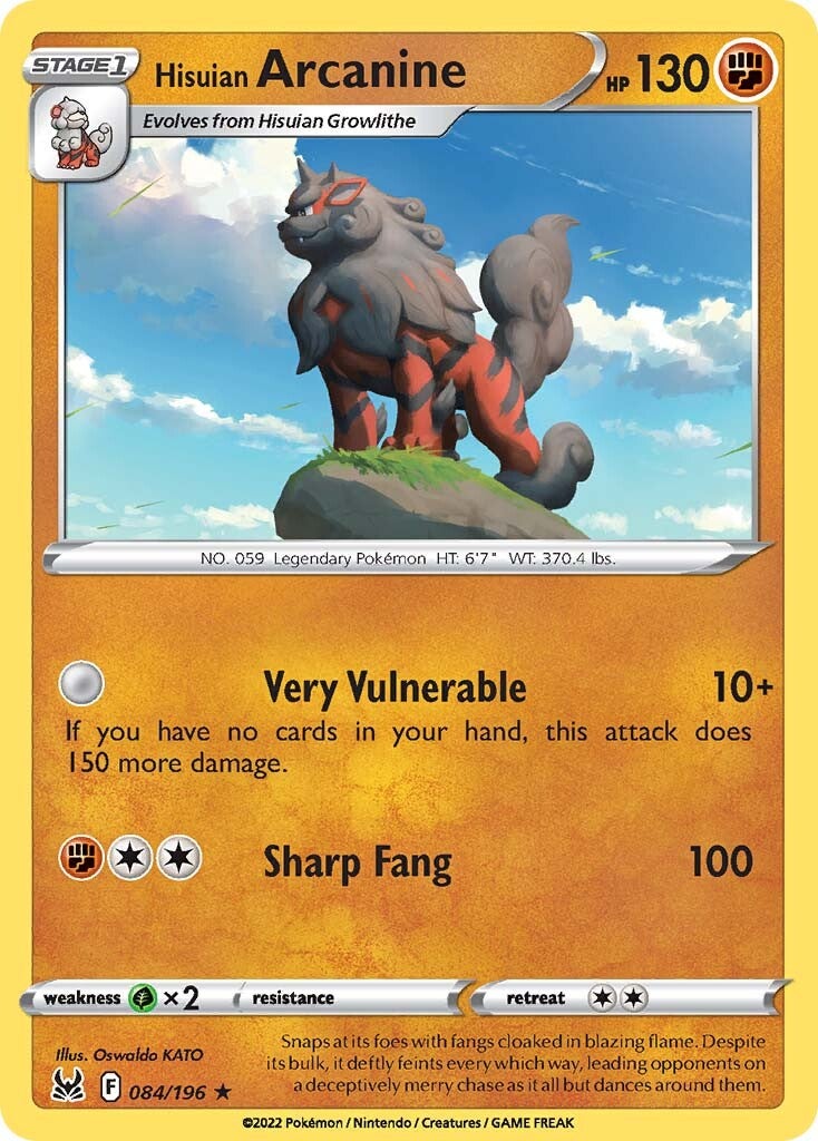 Hisuian Arcanine (084/196) (Theme Deck Exclusive) [Sword & Shield: Lost Origin] | Arkham Games and Comics