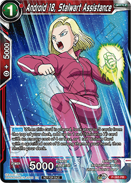 Android 18, Stalwart Assistance (Unison Warrior Series Boost Tournament Pack Vol. 7) (P-365) [Tournament Promotion Cards] | Arkham Games and Comics