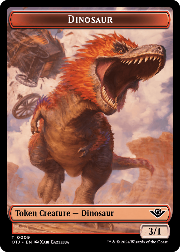 Treasure // Dinosaur Double-Sided Token [Outlaws of Thunder Junction Tokens] | Arkham Games and Comics