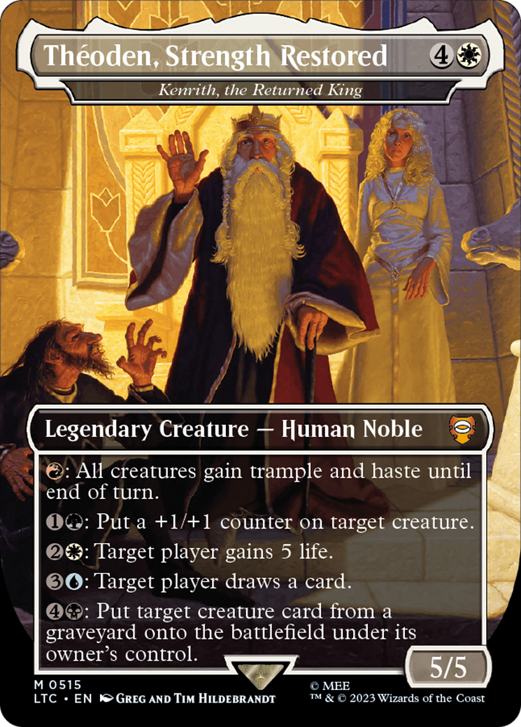 Theoden, Strength Restored - Kenrith, the Returned King (Borderless) [The Lord of the Rings: Tales of Middle-Earth Commander] | Arkham Games and Comics