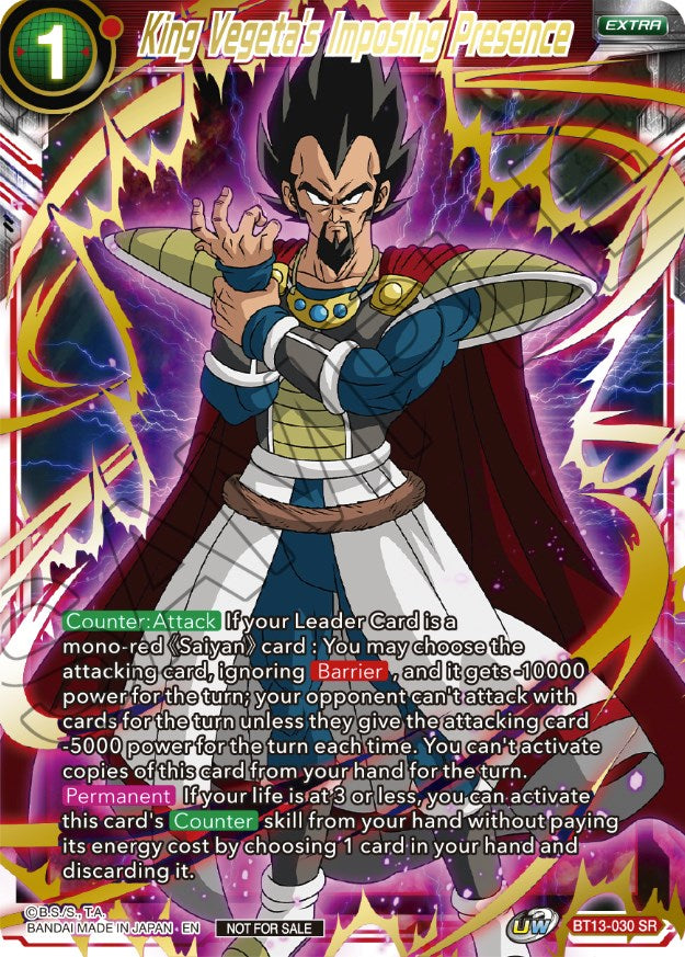 King Vegeta's Imposing Presence (Top 4) (BT13-030) [Tournament Promotion Cards] | Arkham Games and Comics