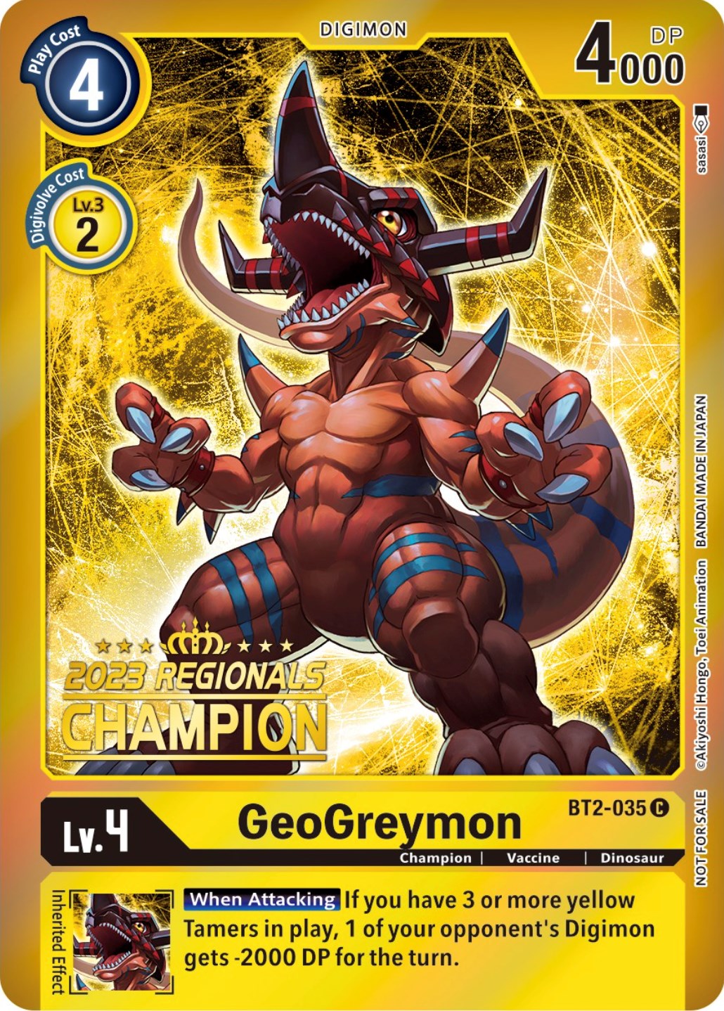 GeoGreymon [BT2-035] (2023 Regionals Champion) [Release Special Booster Promos] | Arkham Games and Comics