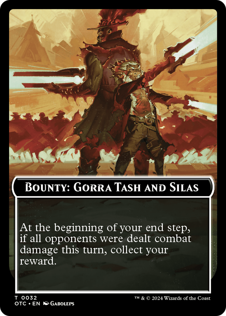 Bounty: Gorra Tash and Silas // Bounty Rules Double-Sided Token [Outlaws of Thunder Junction Commander Tokens] | Arkham Games and Comics