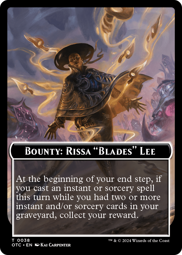 Bounty: Rissa "Blades" Lee // Bounty Rules Double-Sided Token [Outlaws of Thunder Junction Commander Tokens] | Arkham Games and Comics