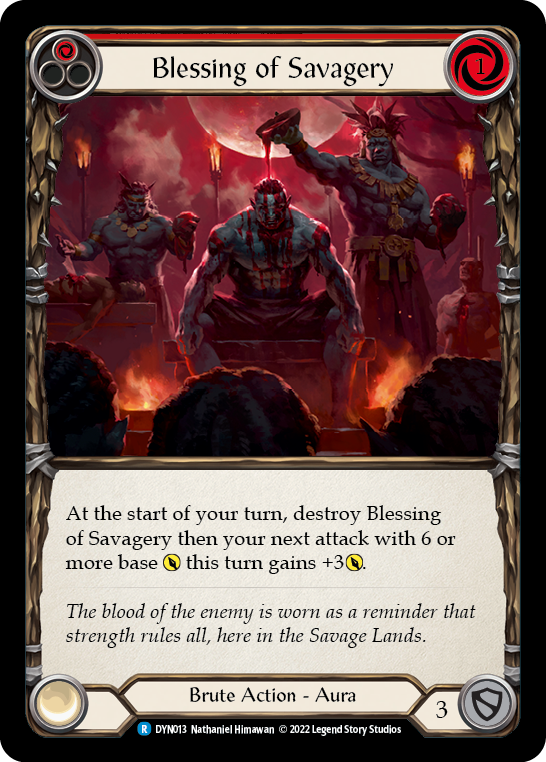 Blessing of Savagery (Red) [DYN013] (Dynasty)  Rainbow Foil | Arkham Games and Comics