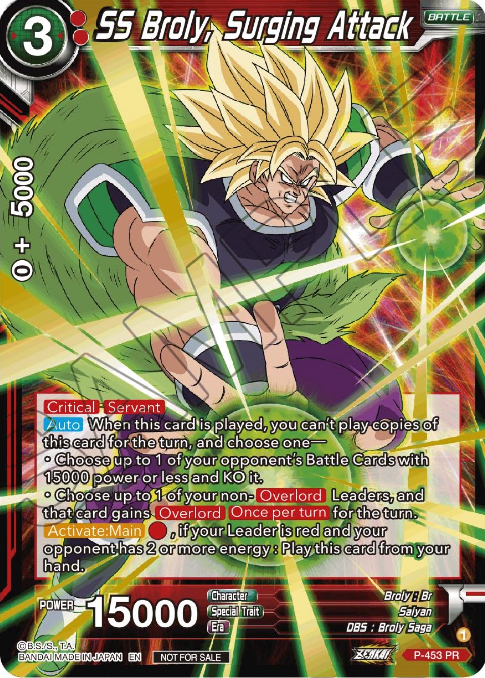 SS Broly, Surging Attack (Championship Selection Pack 2023 Vol.1) (Holo) (P-453) [Tournament Promotion Cards] | Arkham Games and Comics