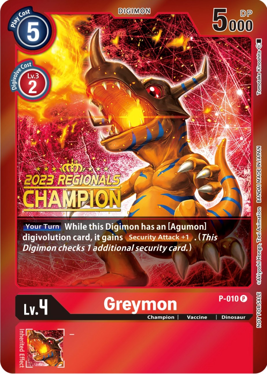 Greymon [P-010] (2023 Regionals Champion) [Promotional Cards] | Arkham Games and Comics