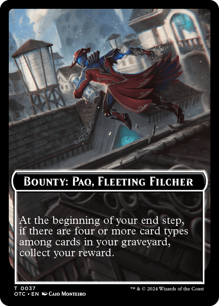 Bounty: Paq, Fleeting Filcher // Bounty Rules Double-Sided Token [Outlaws of Thunder Junction Commander Tokens] | Arkham Games and Comics