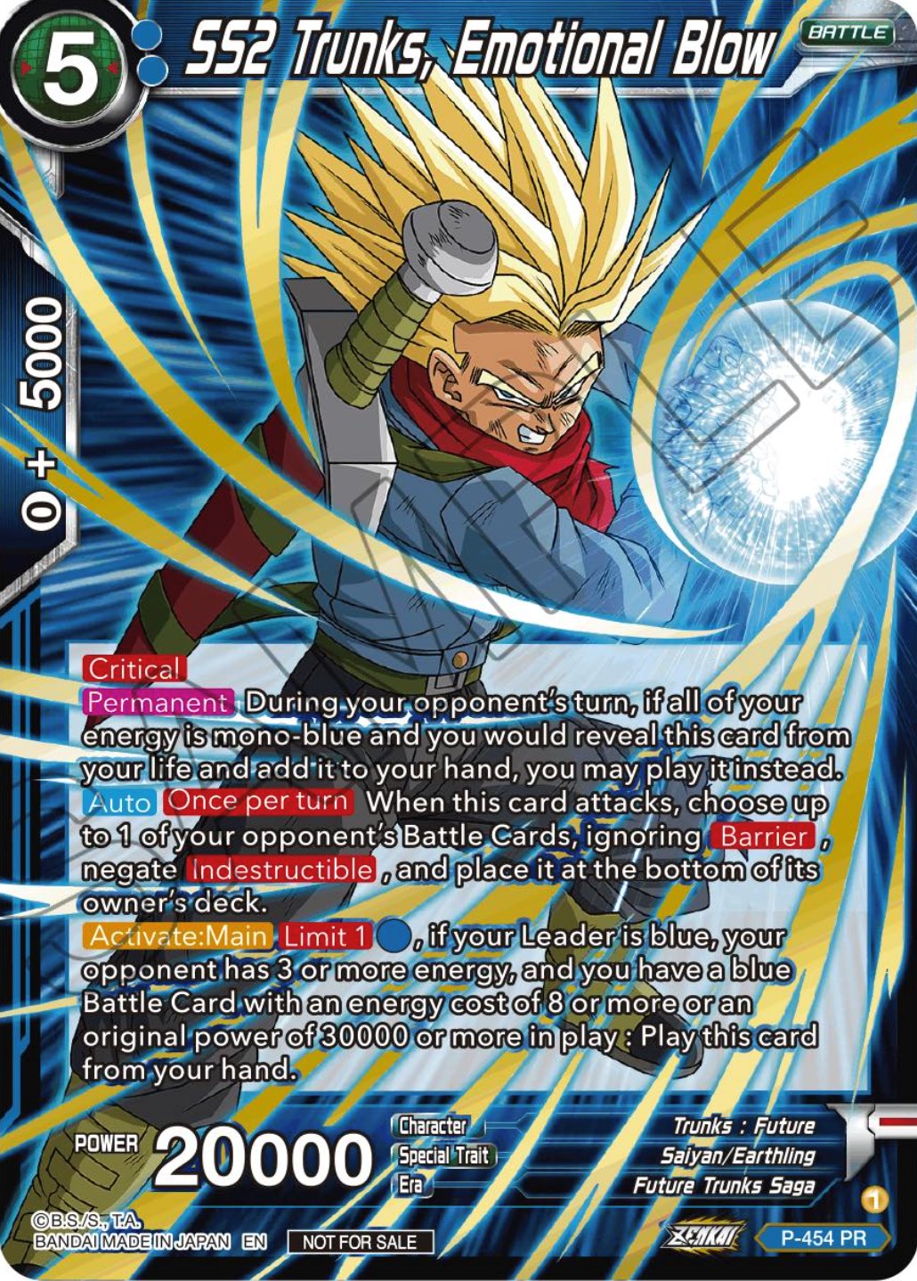 SS2 Trunks, Emotional Blow (Championship Selection Pack 2023 Vol.1) (Holo) (P-454) [Tournament Promotion Cards] | Arkham Games and Comics