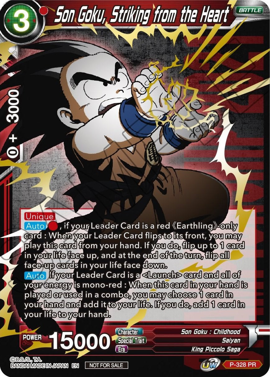 Son Goku, Striking from the Heart (Gold Stamped) (P-328) [Tournament Promotion Cards] | Arkham Games and Comics