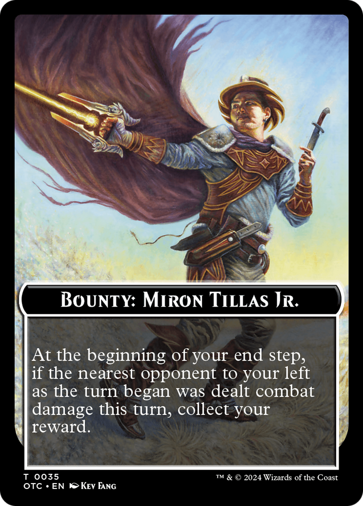 Bounty: Miron Tillas Jr. // Bounty Rules Double-Sided Token [Outlaws of Thunder Junction Commander Tokens] | Arkham Games and Comics