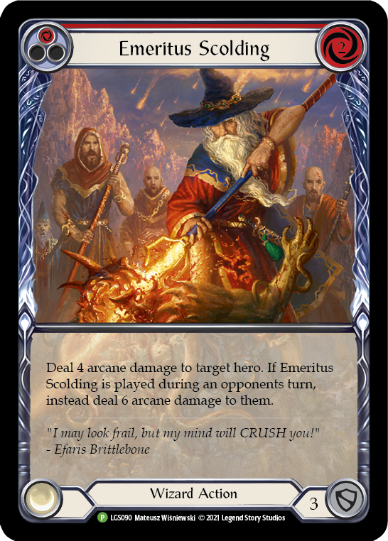 Emeritus Scolding (Red Extended Art) [LGS090] (Promo)  Rainbow Foil | Arkham Games and Comics