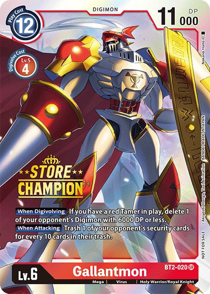 Gallantmon [BT2-020] (Store Champion) [Release Special Booster Promos] | Arkham Games and Comics