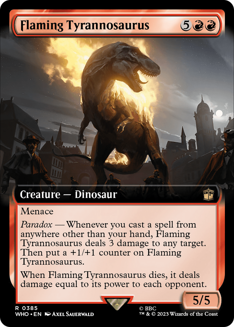 Flaming Tyrannosaurus (Extended Art) [Doctor Who] | Arkham Games and Comics