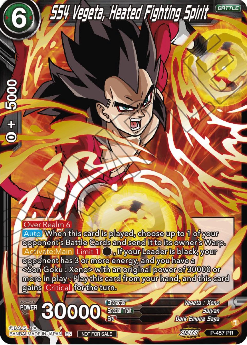 SS4 Vegeta, Heated Fighting Spirit (Championship Selection Pack 2023 Vol.1) (Holo) (P-457) [Tournament Promotion Cards] | Arkham Games and Comics