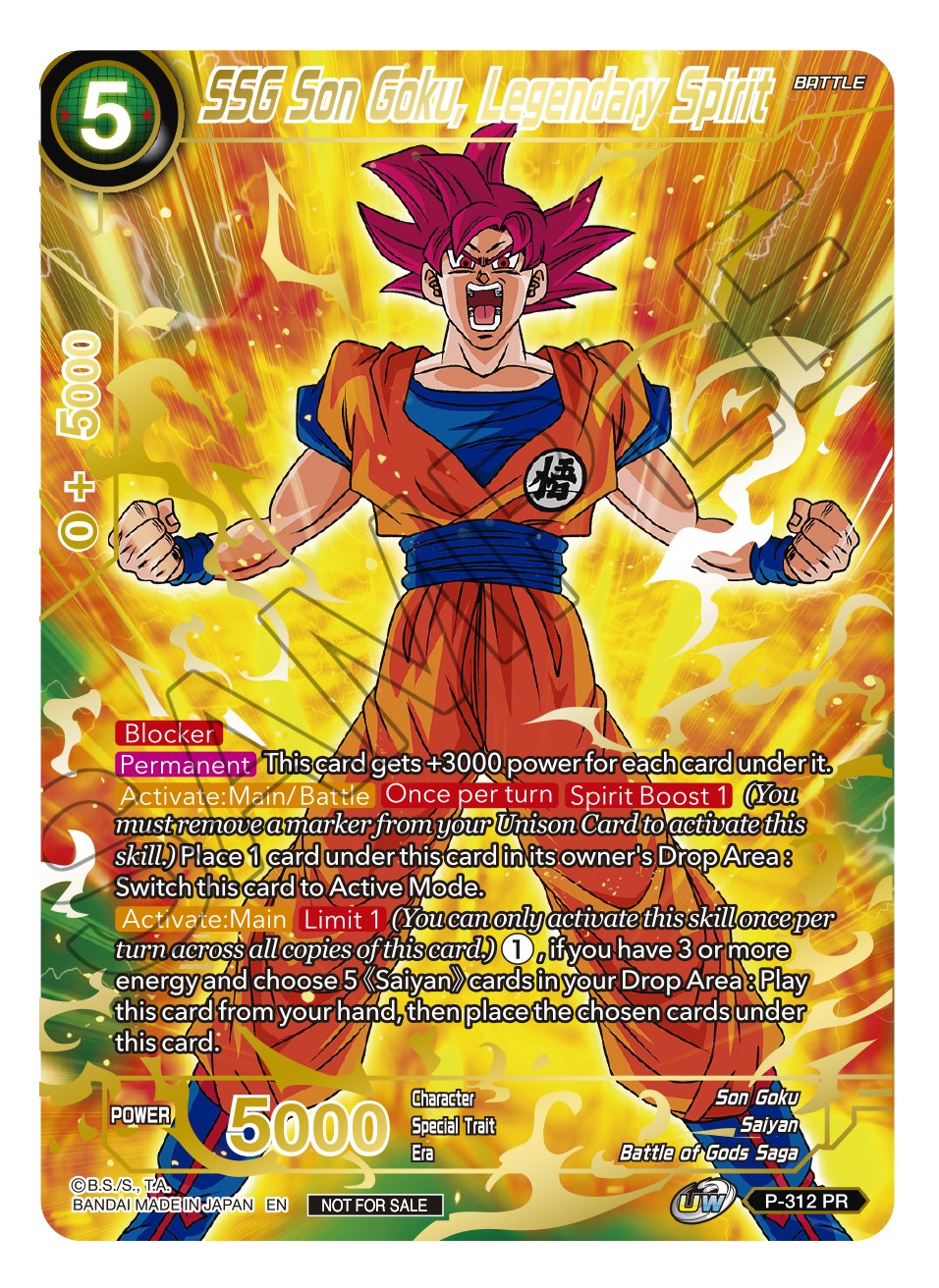 SSG Son Goku, Legendary Spirit (Gold Stamped) (P-312) [Promotion Cards] | Arkham Games and Comics