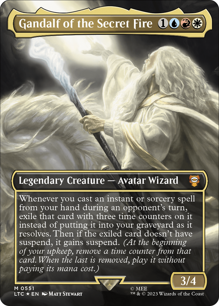 Gandalf of the Secret Fire (Borderless) (Surge Foil) [The Lord of the Rings: Tales of Middle-Earth Commander] | Arkham Games and Comics