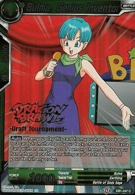 Bulma, Genius Inventor (Dragon Brawl Draft Tournament Gold Stamped) (DB1-047) [Promotion Cards] | Arkham Games and Comics