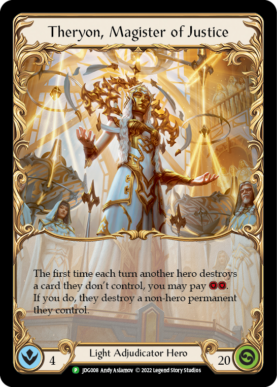 Theryon, Magister of Justice [JDG008] (Promo)  Rainbow Foil | Arkham Games and Comics