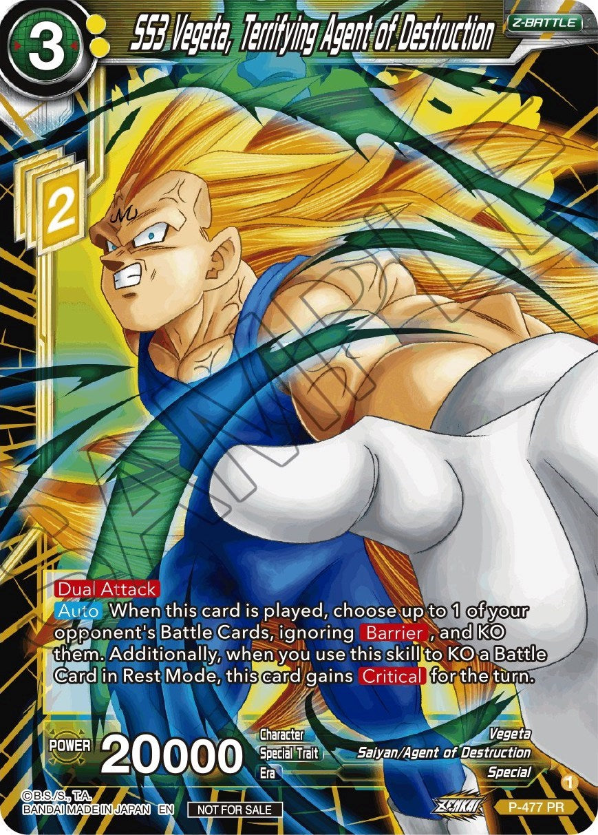 SS3 Vegeta, Terrifying Agent of Destruction (Silver Foil) (P-477) [Tournament Promotion Cards] | Arkham Games and Comics