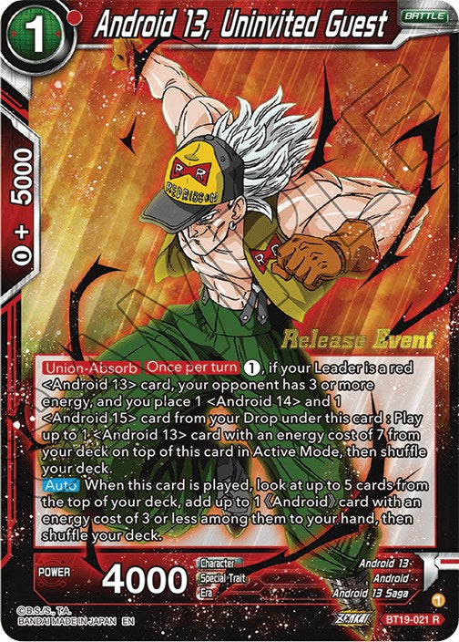 Android 13, Uninvited Guest (Fighter's Ambition Holiday Pack) (BT19-021) [Tournament Promotion Cards] | Arkham Games and Comics