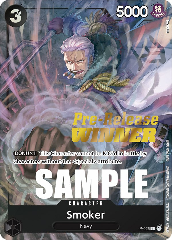 Smoker (Pre-Release) [Winner] [One Piece Promotion Cards] | Arkham Games and Comics