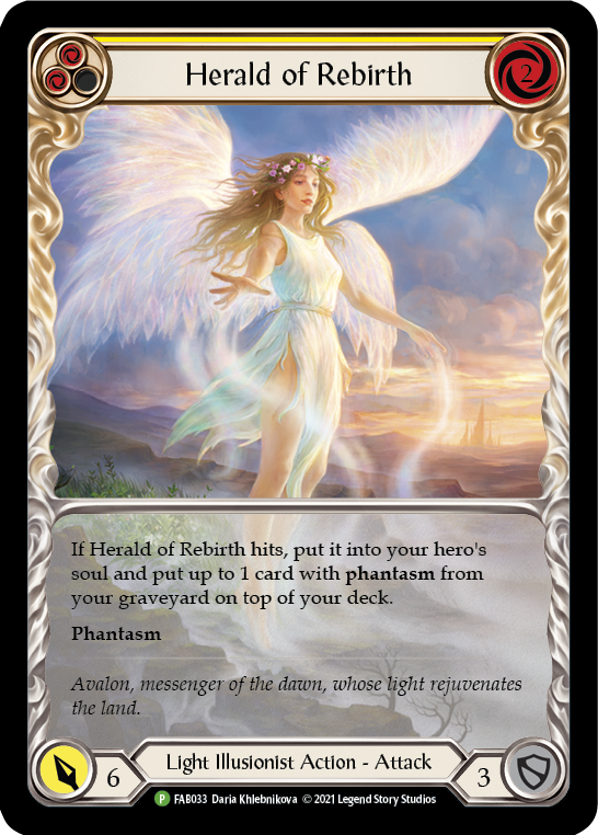 Herald of Rebirth (Yellow) [FAB033] (Promo)  Rainbow Foil | Arkham Games and Comics