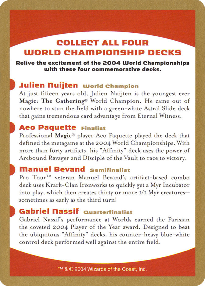 2004 World Championships Ad [World Championship Decks 2004] | Arkham Games and Comics