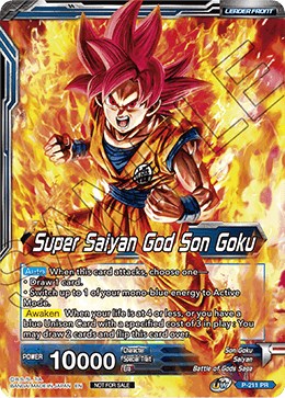 Super Saiyan God Son Goku // SSGSS Son Goku, Soul Striker Reborn (Gold Stamped) (P-211) [Promotion Cards] | Arkham Games and Comics