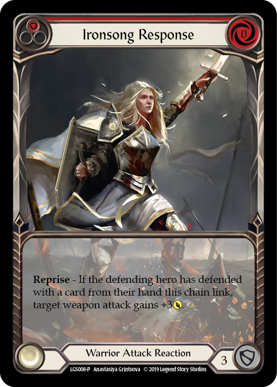 Ironsong Response (Red) [LGS008-P] (Promo)  1st Edition Normal | Arkham Games and Comics
