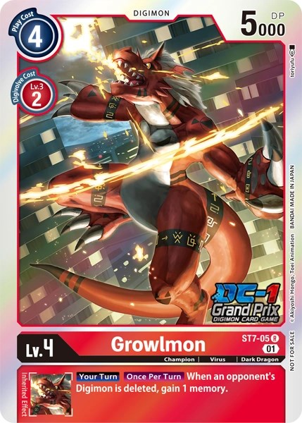 Growlmon [ST7-05] (DC-1 2022 Stamped) [Starter Deck: Gallantmon Promos] | Arkham Games and Comics