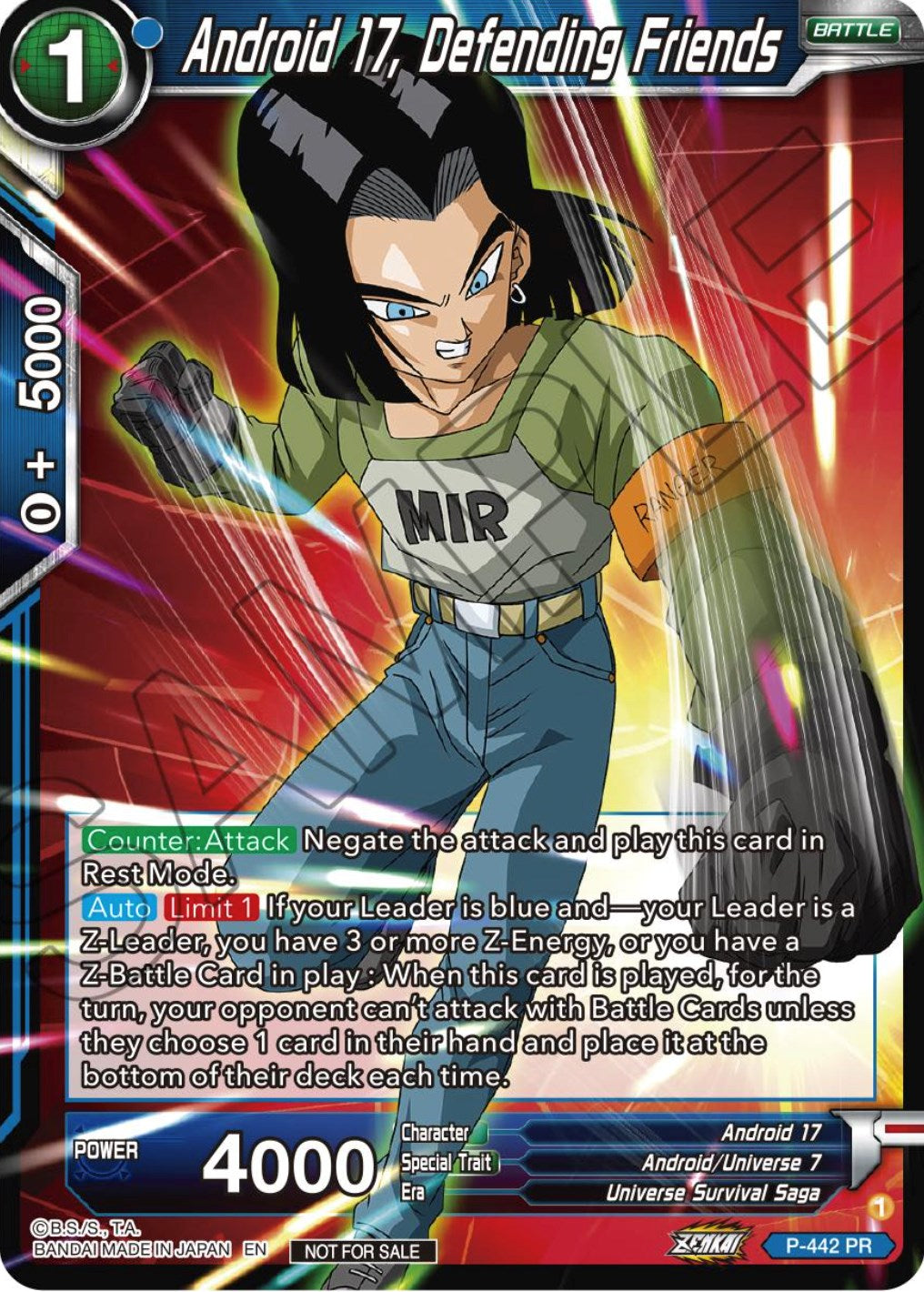 Android 17, Defending Friends (Zenkai Series Tournament Pack Vol.2) (P-442) [Tournament Promotion Cards] | Arkham Games and Comics