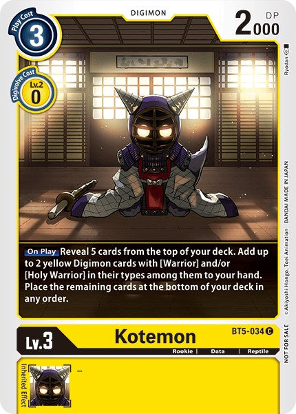 Kotemon [BT5-034] (Tamer Party Vol. 5) [Battle of Omni Promos] | Arkham Games and Comics