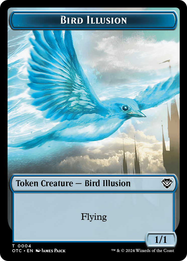 Dragon Elemental // Bird Illusion Double-Sided Token [Outlaws of Thunder Junction Commander Tokens] | Arkham Games and Comics