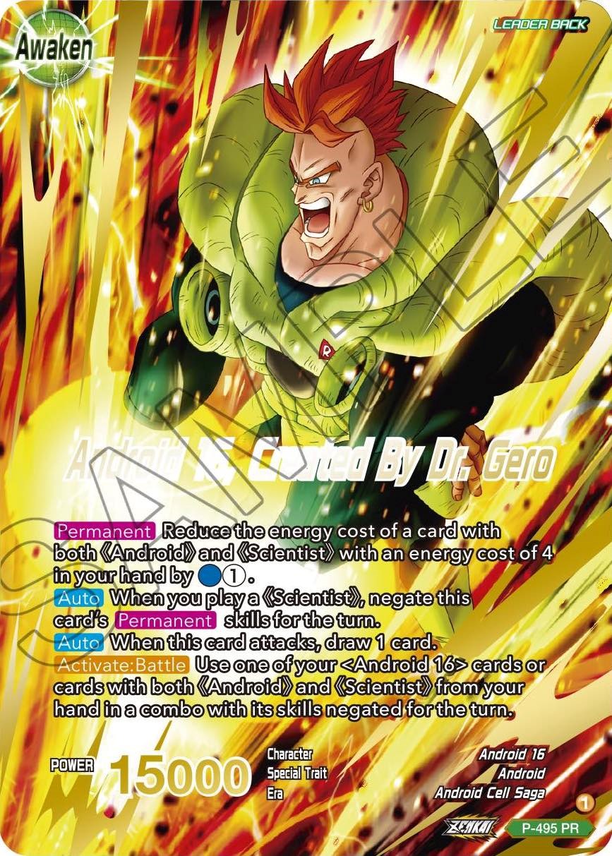 Android 16 // Android 16, Created By Dr. Gero (Gold Stamped) (P-495) [Promotion Cards] | Arkham Games and Comics