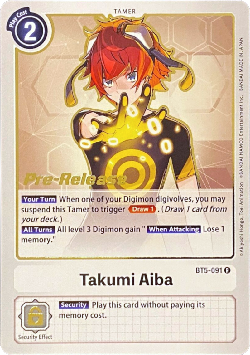 Takumi Aiba [BT5-091] [Battle of Omni Pre-Release Promos] | Arkham Games and Comics