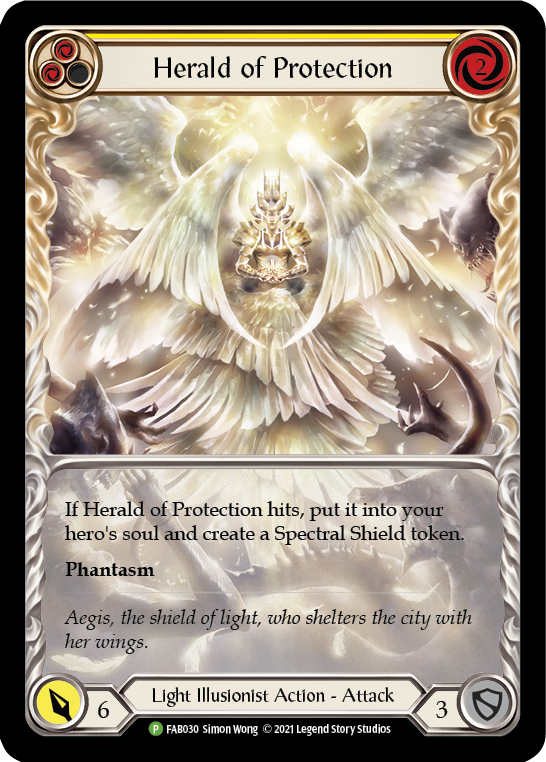 Herald of Protection (Yellow Extended Art) [FAB030] (Promo)  Rainbow Foil | Arkham Games and Comics