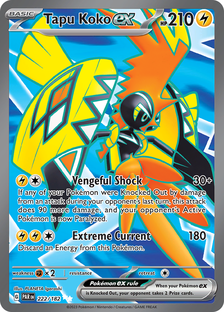 Tapu Koko ex (222/182) [Scarlet & Violet: Paradox Rift] | Arkham Games and Comics