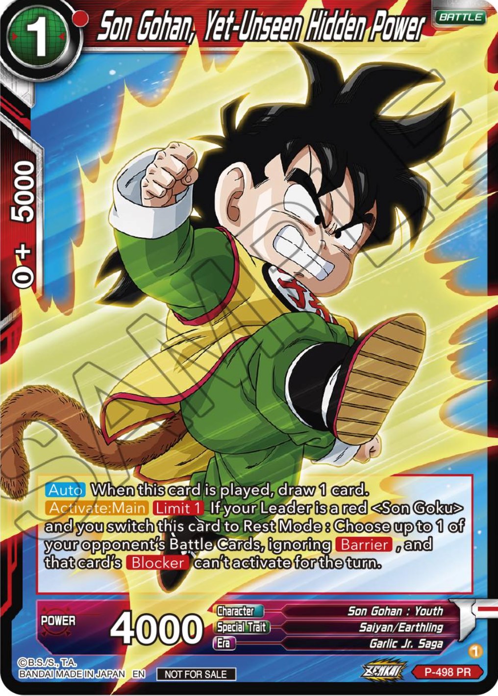 Son Gohan, Yet-Unseen Hidden Power (Zenkai Series Tournament Pack Vol.4) (P-498) [Tournament Promotion Cards] | Arkham Games and Comics