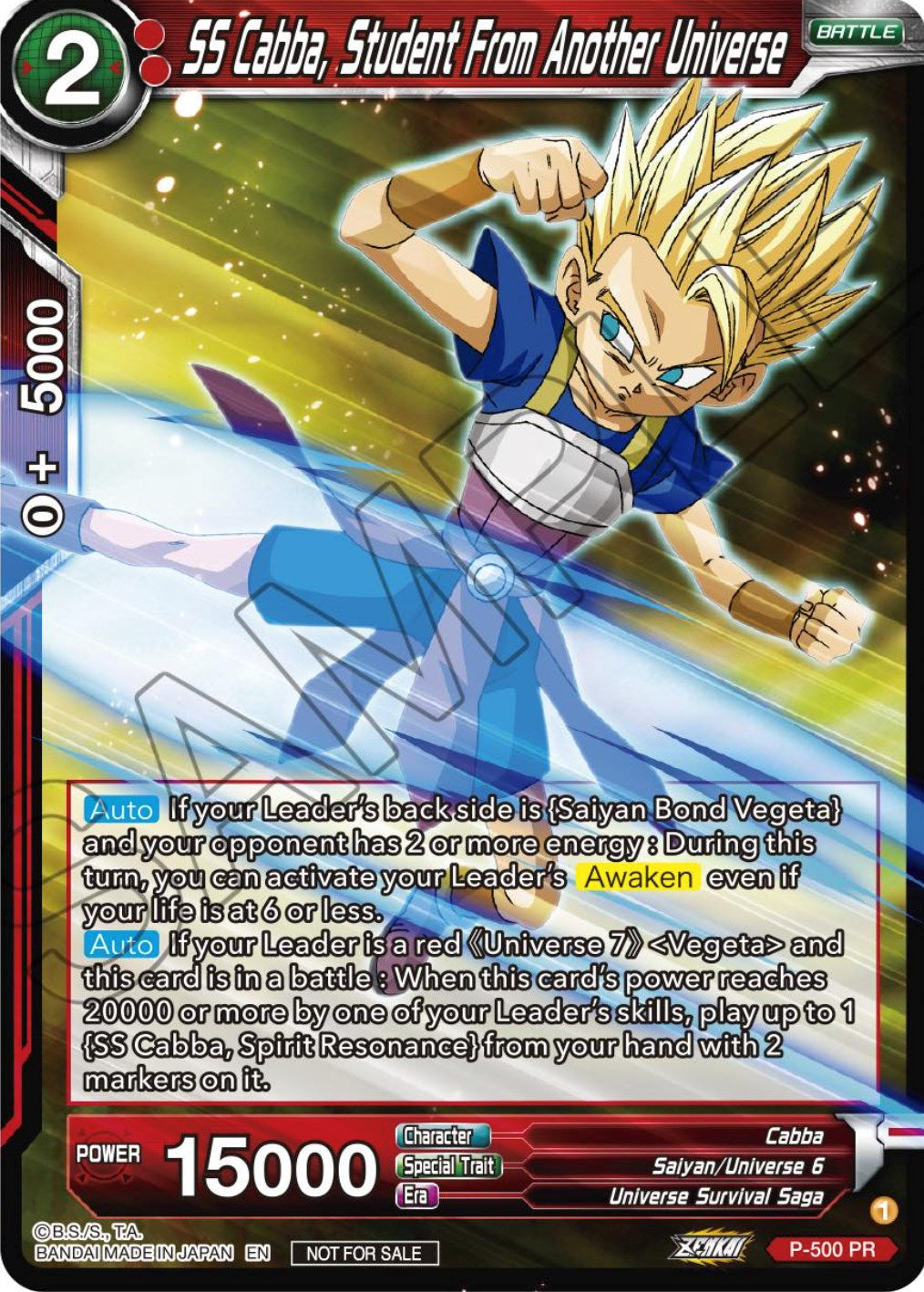 SS Cabba, Student From Another Universe (Zenkai Series Tournament Pack Vol.4) (P-500) [Tournament Promotion Cards] | Arkham Games and Comics