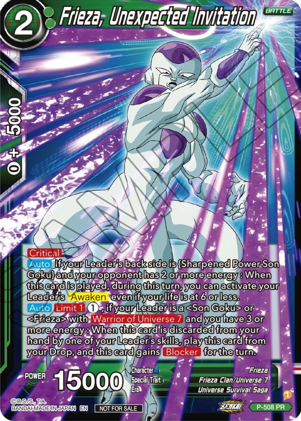 Frieza, Unexpected Invitation (Zenkai Series Tournament Pack Vol.4) (P-508) [Tournament Promotion Cards] | Arkham Games and Comics