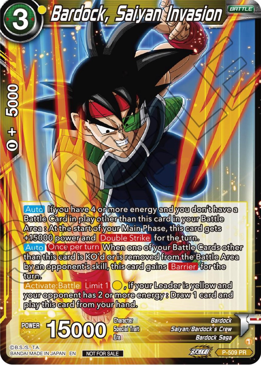 Bardock, Saiyan Invasion (Zenkai Series Tournament Pack Vol.4) (P-509) [Tournament Promotion Cards] | Arkham Games and Comics