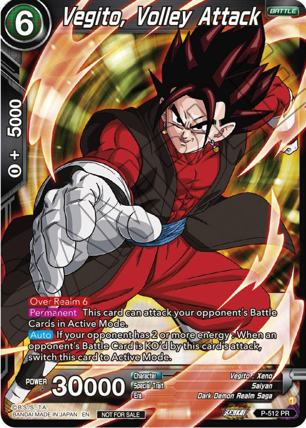 Vegito, Volley Attack (Zenkai Series Tournament Pack Vol.4) (P-512) [Tournament Promotion Cards] | Arkham Games and Comics