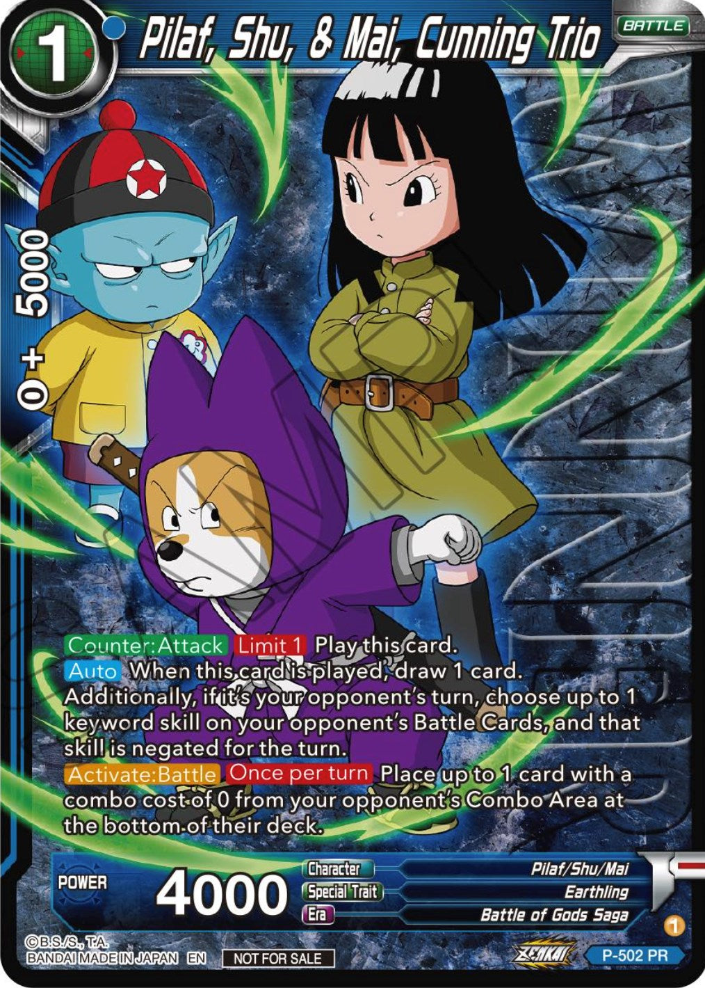 Pilaf, Shu, & Mai, Cunning Trio (Zenkai Series Tournament Pack Vol.4 Winner) (P-502) [Tournament Promotion Cards] | Arkham Games and Comics