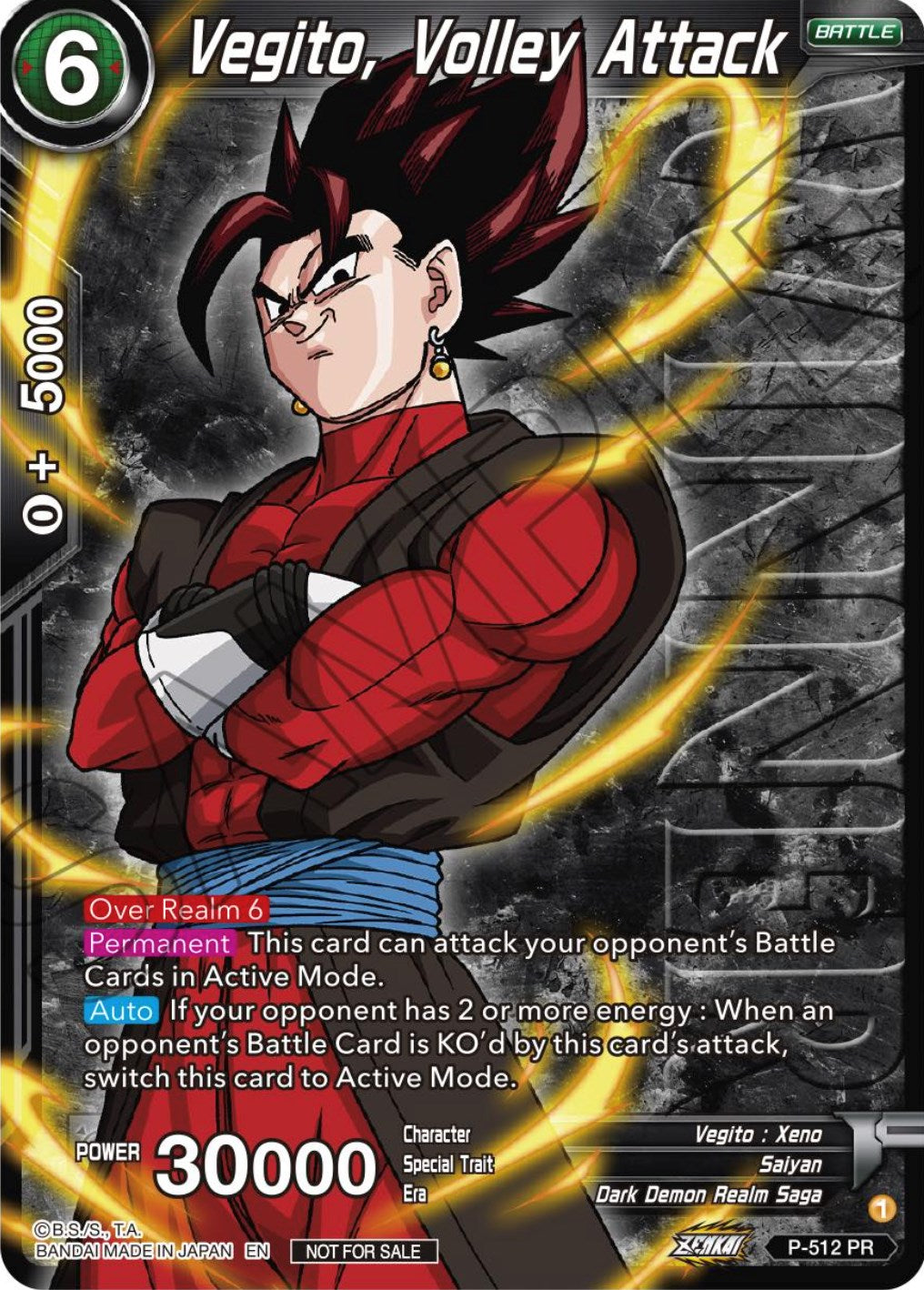 Vegito, Volley Attack (Zenkai Series Tournament Pack Vol.4 Winner) (P-512) [Tournament Promotion Cards] | Arkham Games and Comics