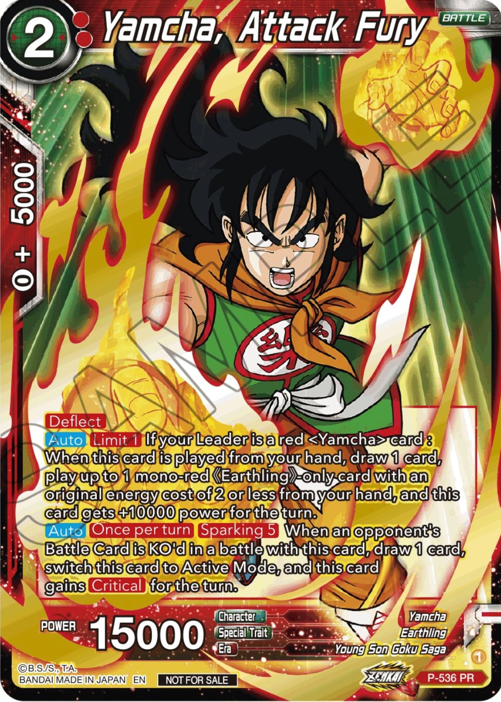 Yamcha, Attack Fury (Championship Selection Pack 2023 Vol.2) (Gold-Stamped Silver Foil) (P-536) [Tournament Promotion Cards] | Arkham Games and Comics