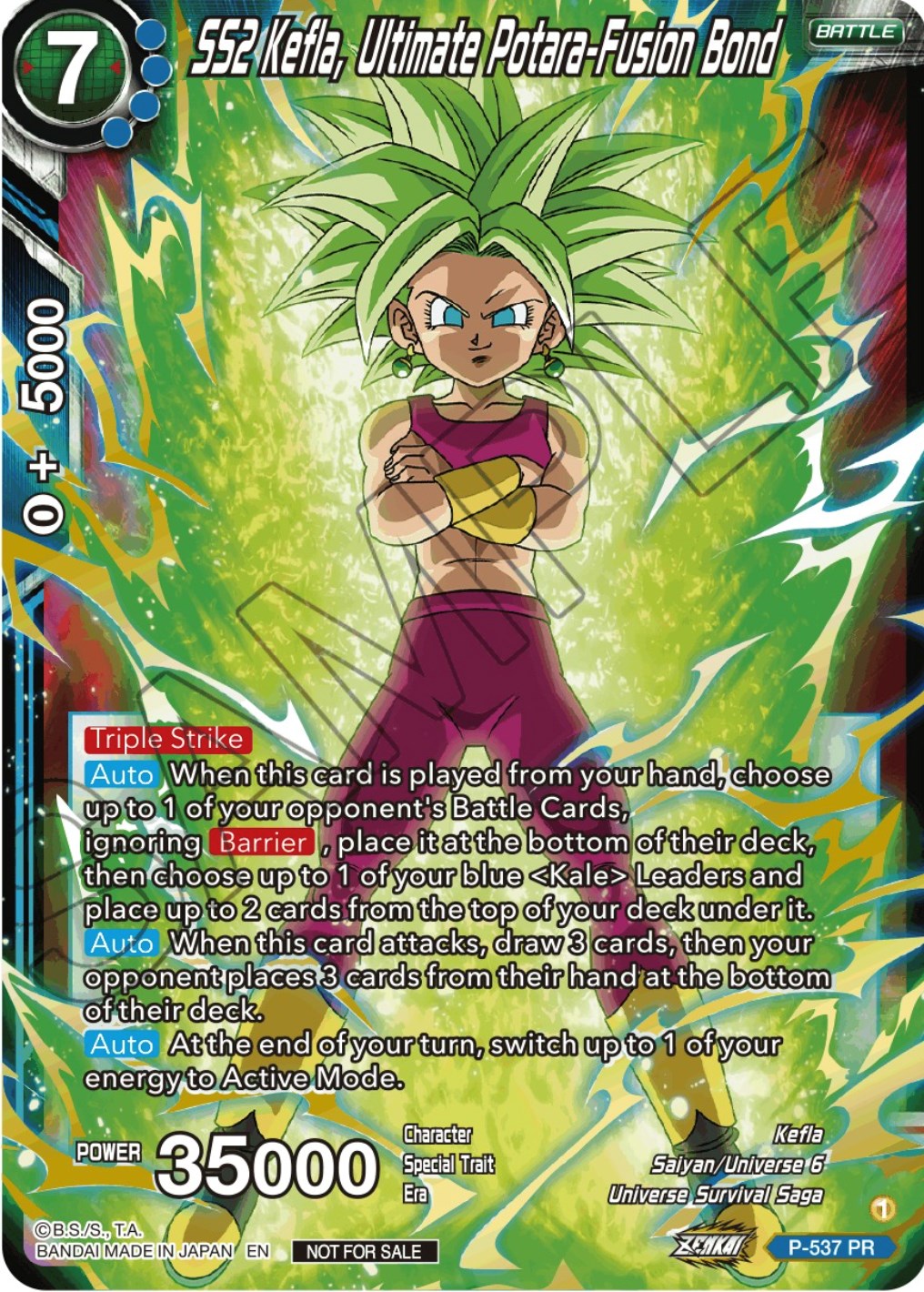 SS2 Kefla, Ultimate Potara-Fusion Bond (Championship Selection Pack 2023 Vol.2) (Gold-Stamped Silver Foil) (P-537) [Tournament Promotion Cards] | Arkham Games and Comics