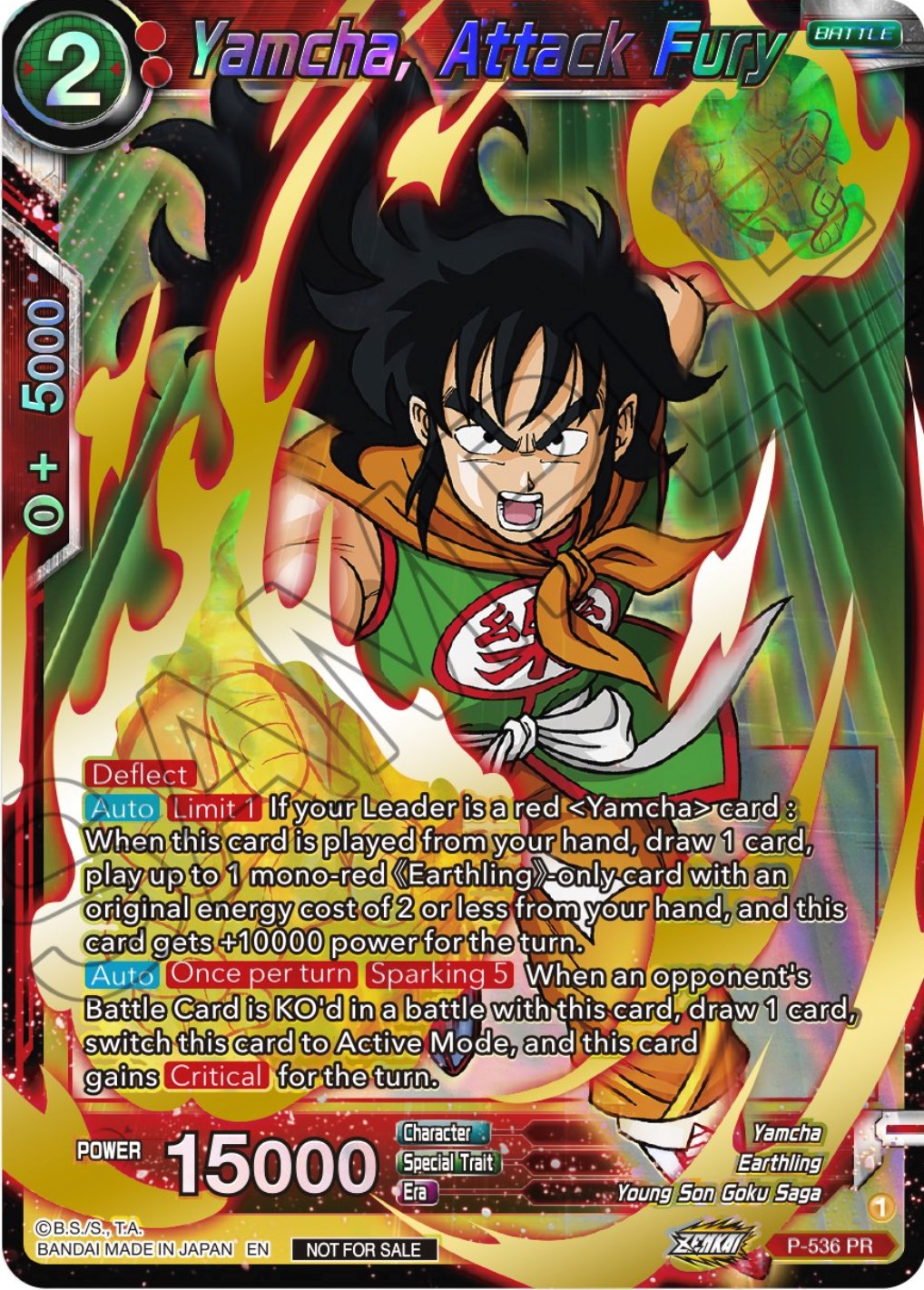 Yamcha, Attack Fury (Championship Selection Pack 2023 Vol.2) (Gold-Stamped Shatterfoil) (P-536) [Tournament Promotion Cards] | Arkham Games and Comics